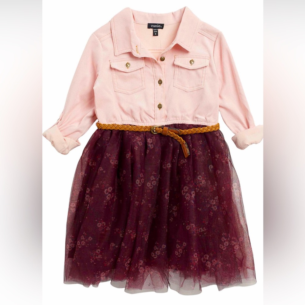Zunie Girls Coduroy/Mesh Tutu Dress